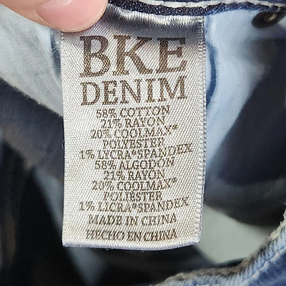 BKE Alec Straight Leg Jeans Mens 28x29 Medium Wash Blue Distressed Stretch Denim
